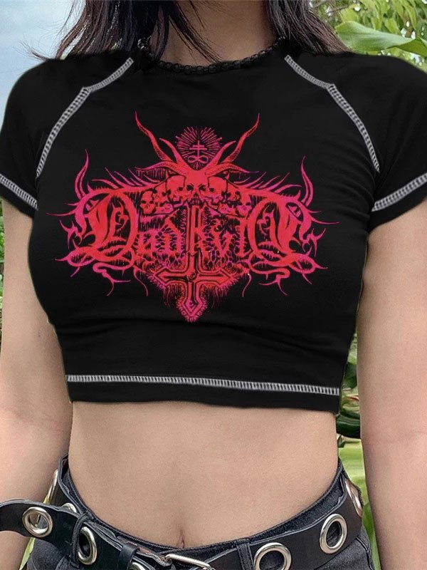 Skull Power Printed Crop Top
