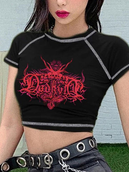 Skull Power Printed Crop Top