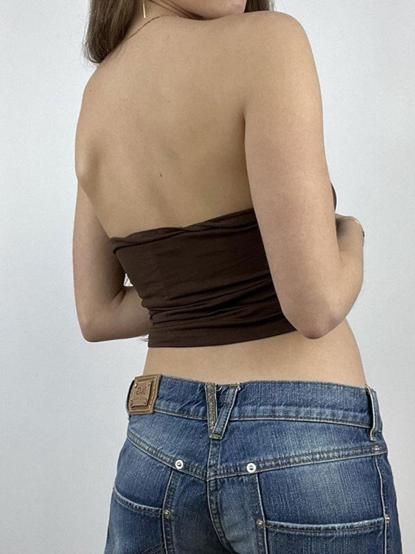 Rhinestone Floral Bandeau Top