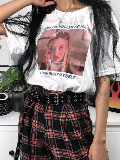 Emo Grunge Printed Oversized Tee