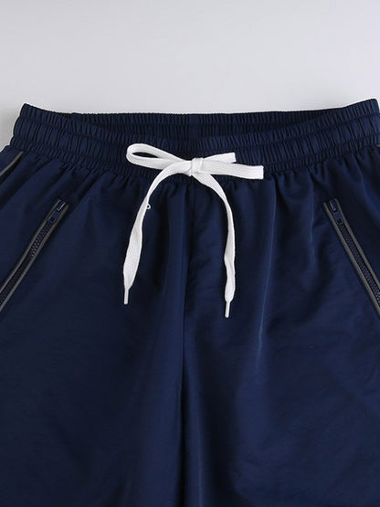 Piping Detail Parachute Straight Leg Pants