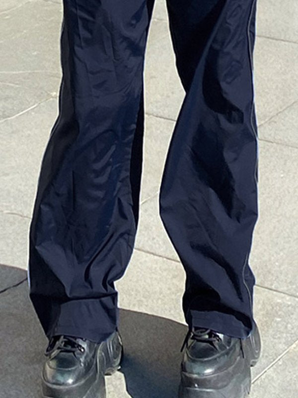 Piping Detail Parachute Straight Leg Pants