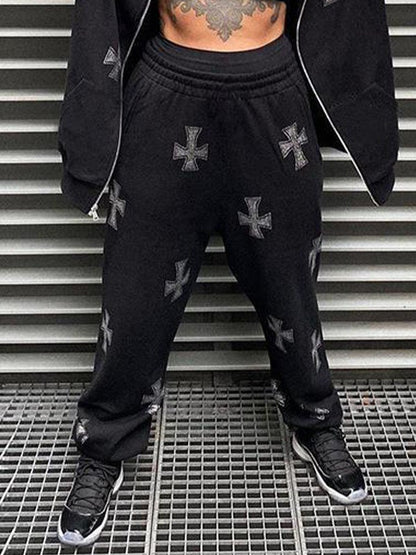 Rhinestone Cross Jogger Pants