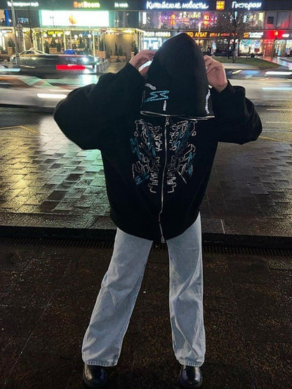 Halloween Rhinestone Zip Up Hoodie