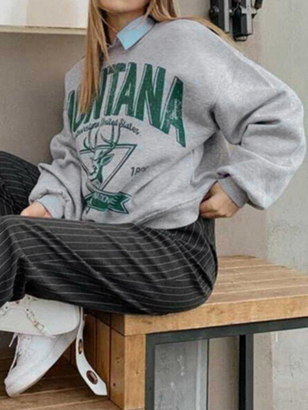 Montana Gray Pullover Graphic Sweatshirt