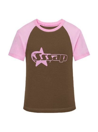 Logo Print Raglan Sleeve Crop Top