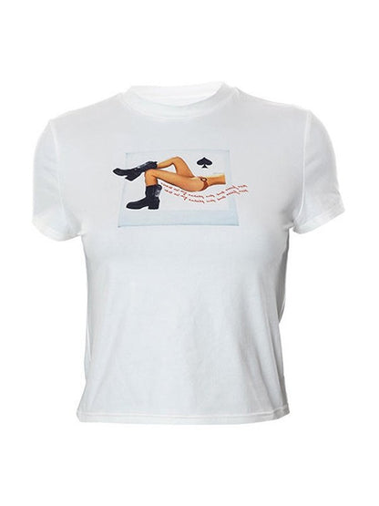 Poker White Baby Crop Top