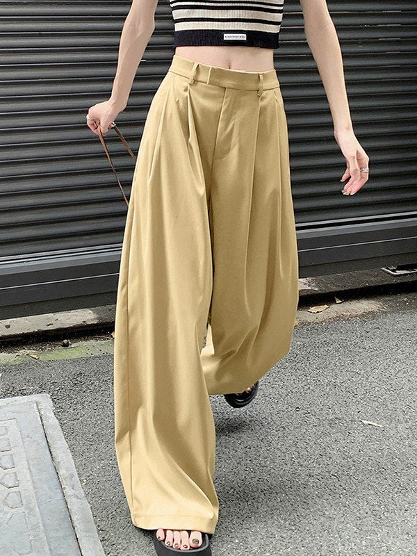 Apricot Baggy Pleats Tailored Pants
