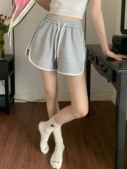 Contrast Trim Gray Sweat Shorts