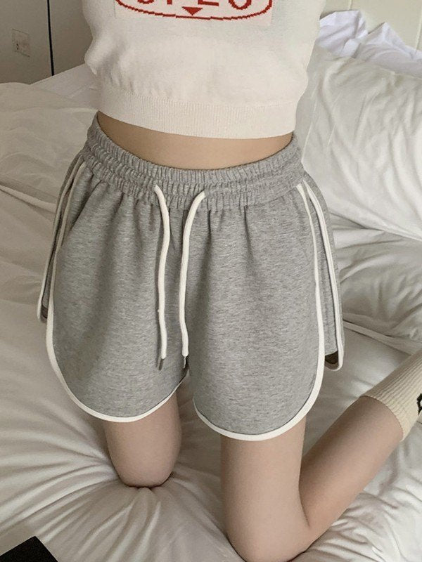 Contrast Trim Gray Sweat Shorts