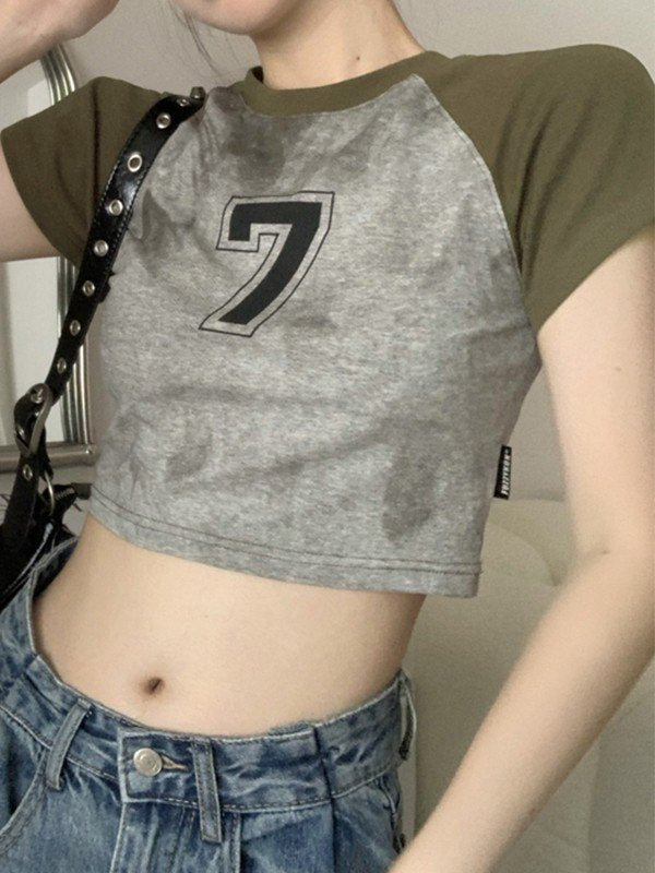 Dyed Raglan Sleeve Crop Top