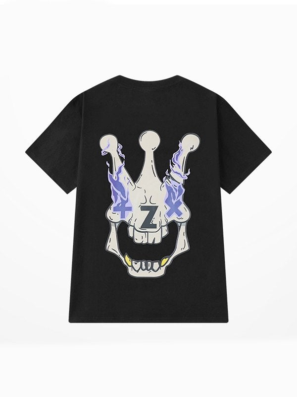 Burning Skull Graphic Short Sleeve Oversized Tee