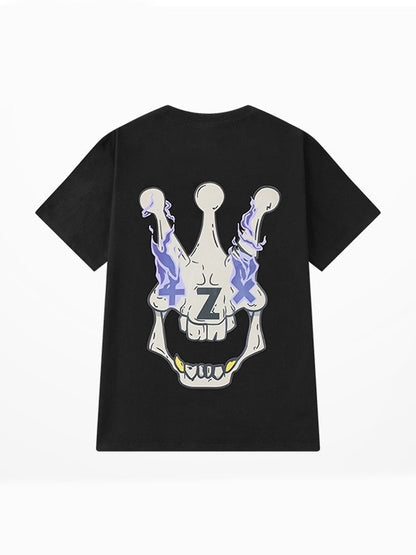 Burning Skull Graphic Short Sleeve Oversized Tee