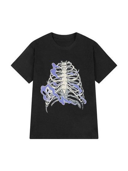 Burning Skull Graphic Short Sleeve Oversized Tee