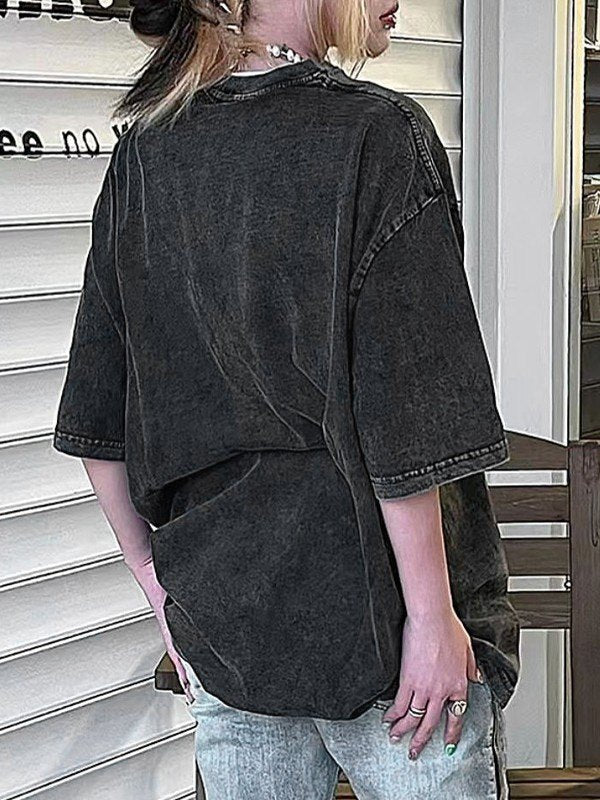 Vintage Wash Cartoon Print Short Sleeve Oversized Tee