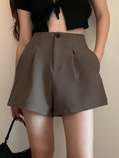 Casual Straight Leg Pleated Shorts