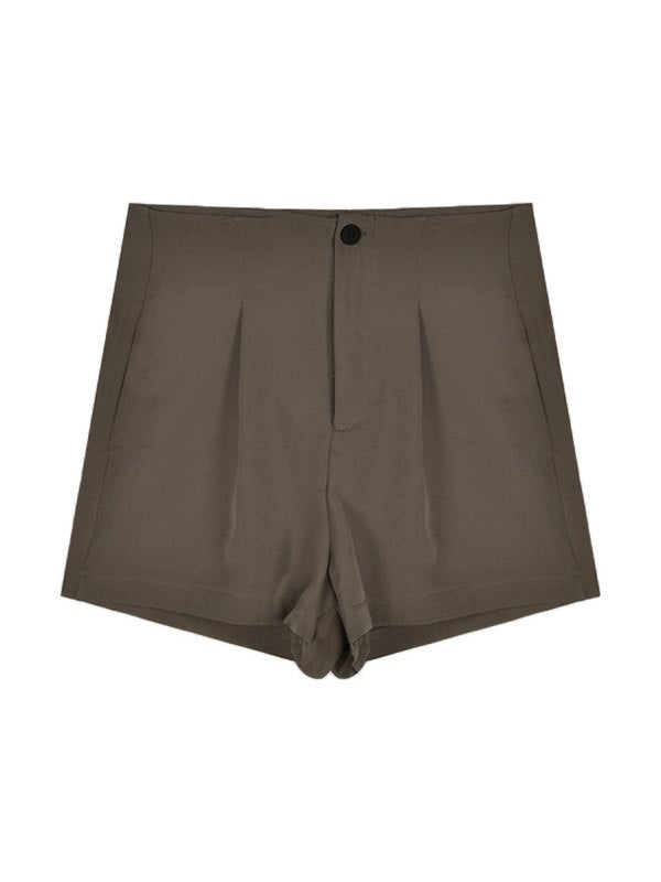 Casual Straight Leg Pleated Shorts