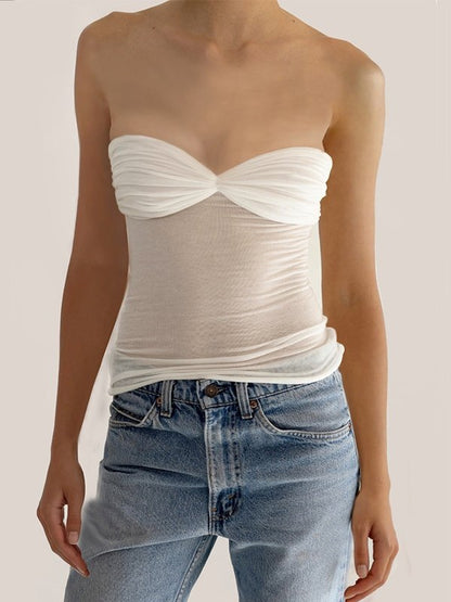 Ruched Patchwork Bandeau Top