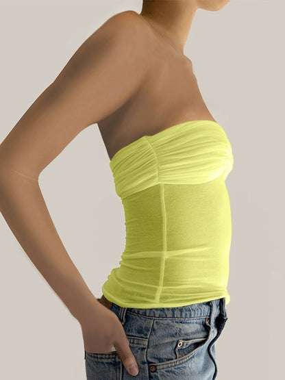 Ruched Patchwork Bandeau Top