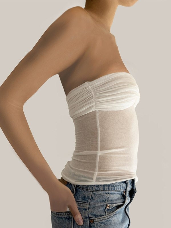 Ruched Patchwork Bandeau Top