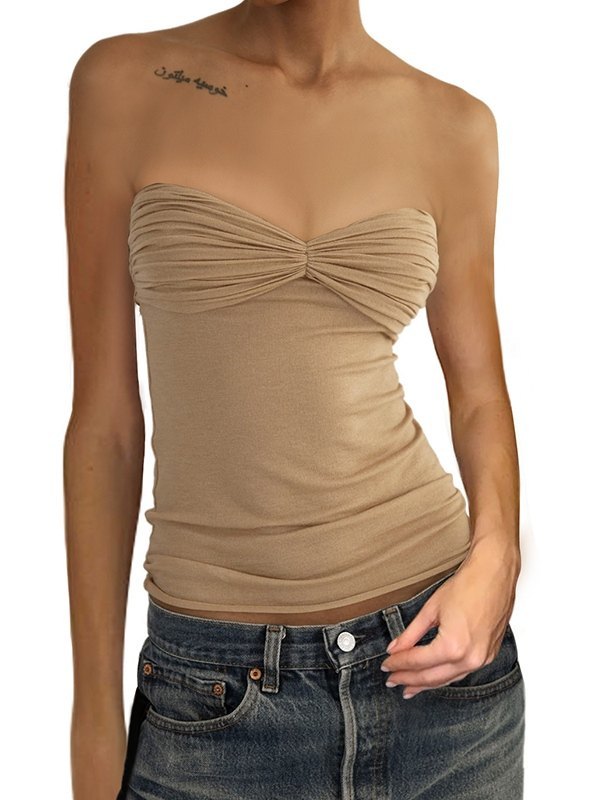 Ruched Patchwork Bandeau Top