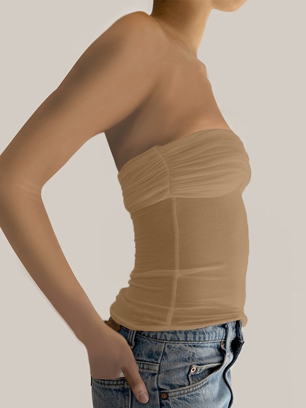 Ruched Patchwork Bandeau Top