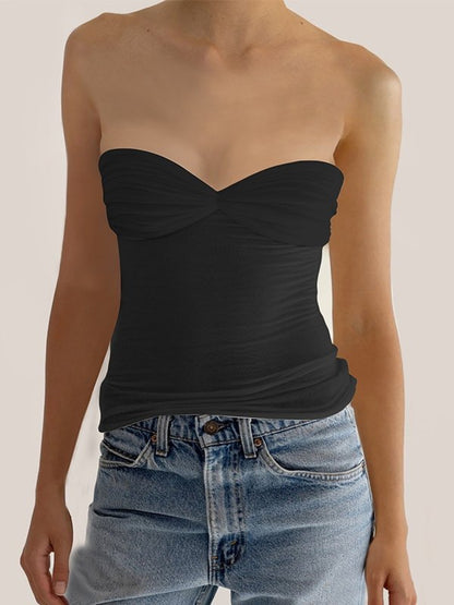 Ruched Patchwork Bandeau Top