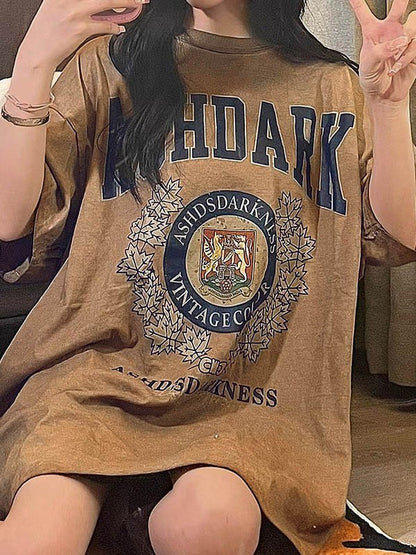 Vintage Badge Graphic Short Sleeve Oversized Tee