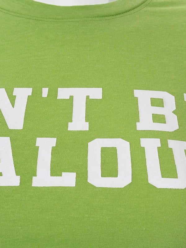 Short Sleeve Slogan Printed Crop Top