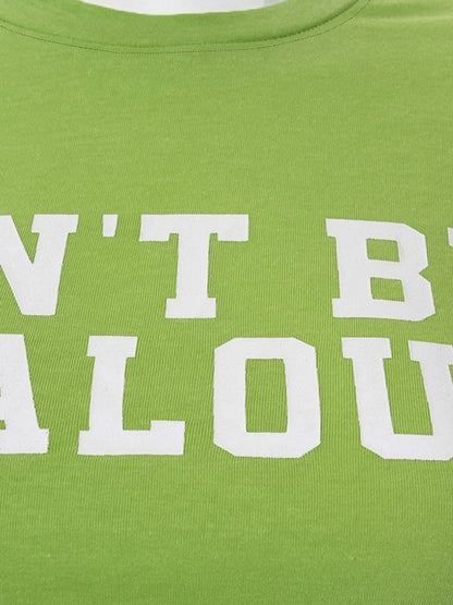 Short Sleeve Slogan Printed Crop Top
