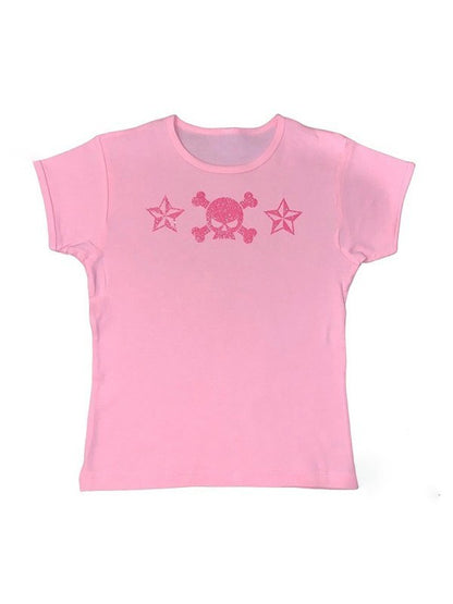 Glitter Star Skull Crop Top
