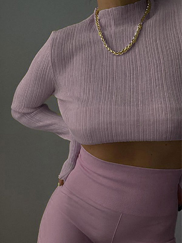 High Neck Semi Sheer Knit Top