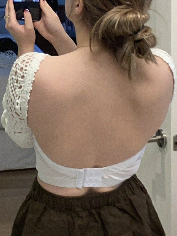 Crochet Hollow Backless Knit Crop Top