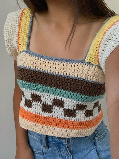 Backless Crochet Knit Crop Top