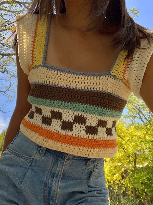 Backless Crochet Knit Crop Top