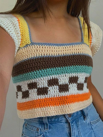Backless Crochet Knit Crop Top