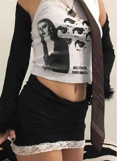 Figure Eye Pattern Cropped Tank Top