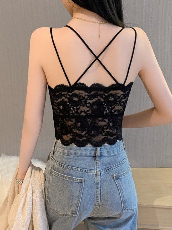 Cross Back Strappy Lace Corset Top