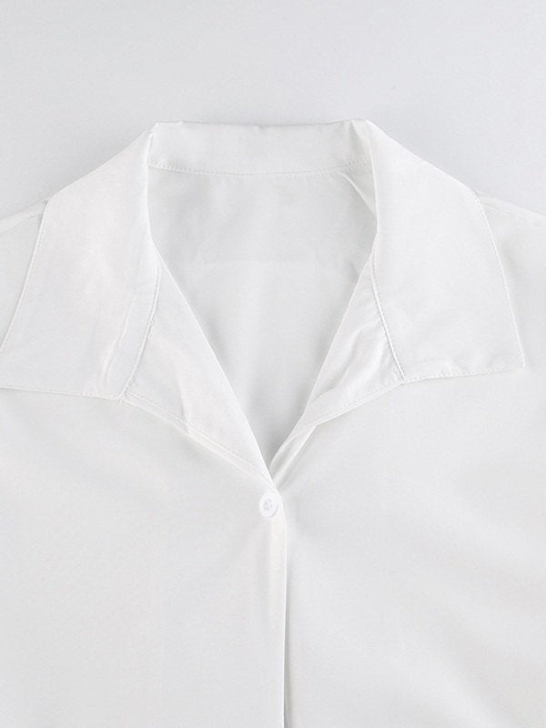 Knotted Tie Strap Cropped Long Sleeve Blouse
