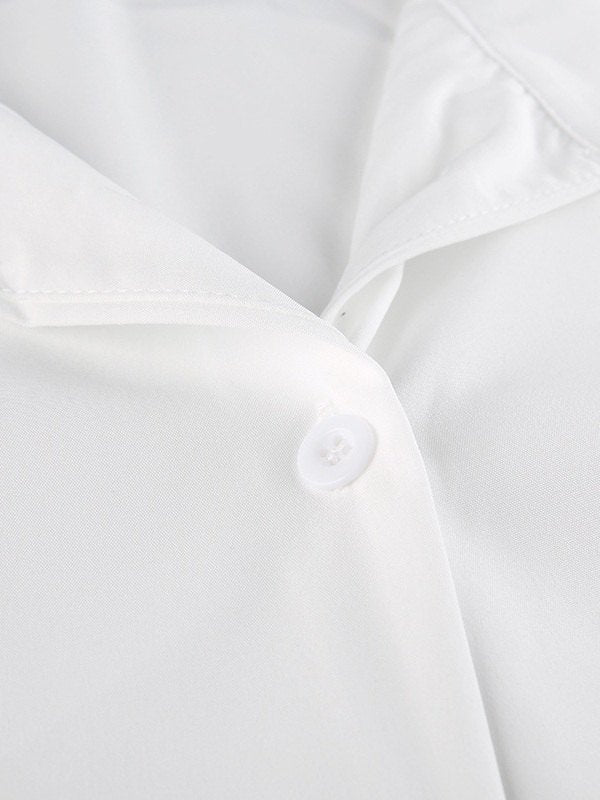 Knotted Tie Strap Cropped Long Sleeve Blouse