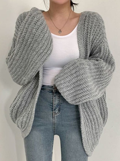 Open Front Long Sleeve Knit Cardigan