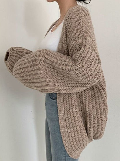 Open Front Long Sleeve Knit Cardigan