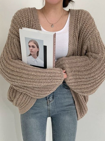 Open Front Long Sleeve Knit Cardigan