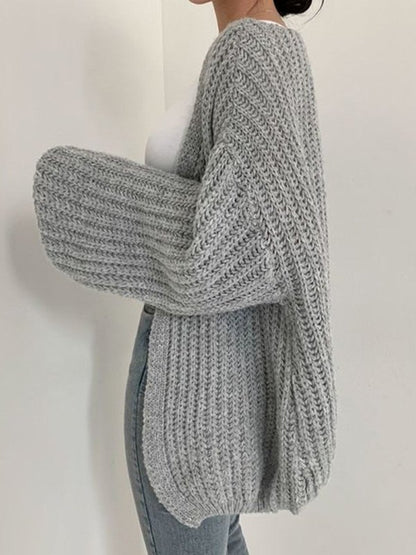 Open Front Long Sleeve Knit Cardigan