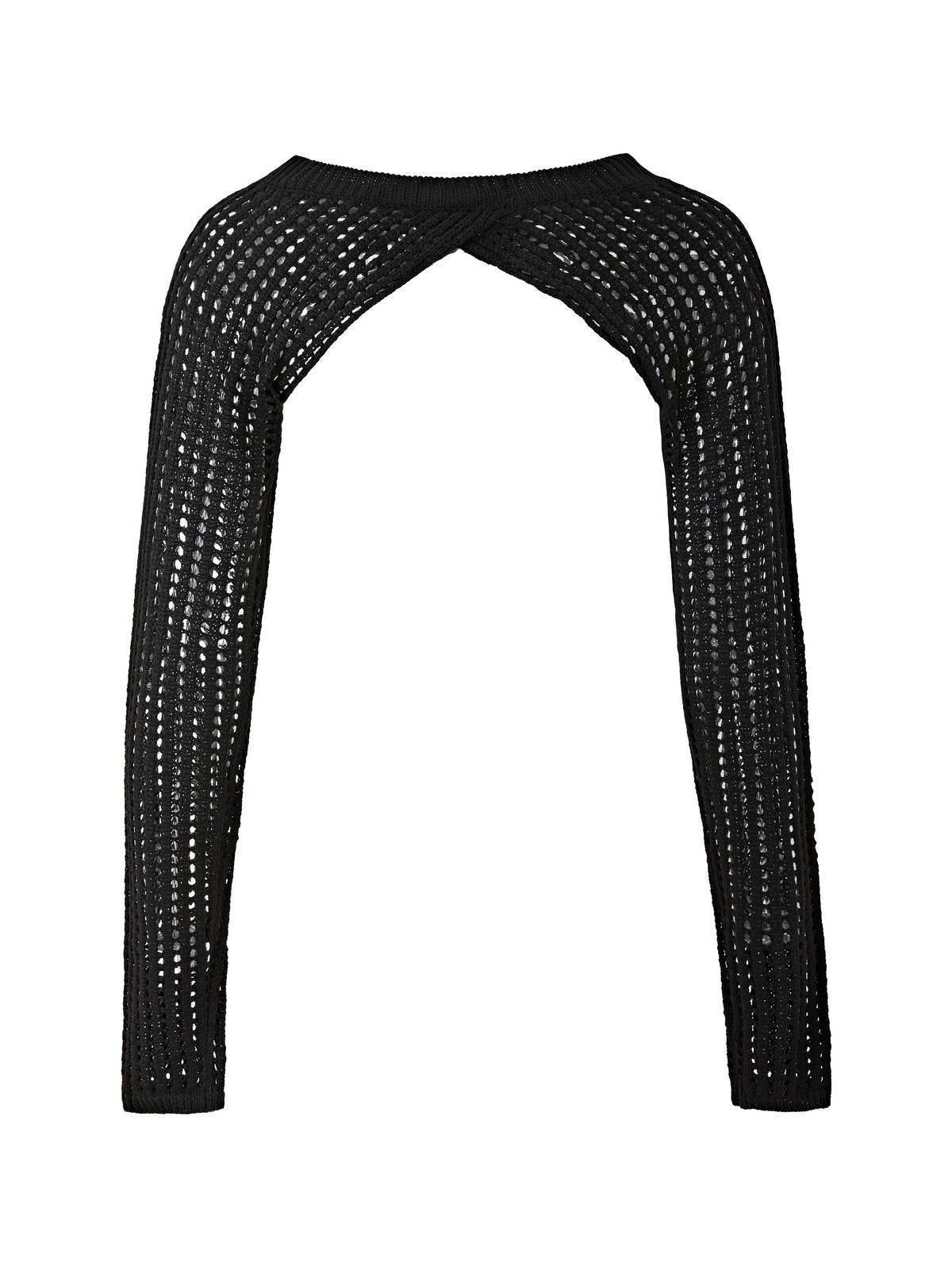 Black Hollow Out Shrug Crochet Knit Top