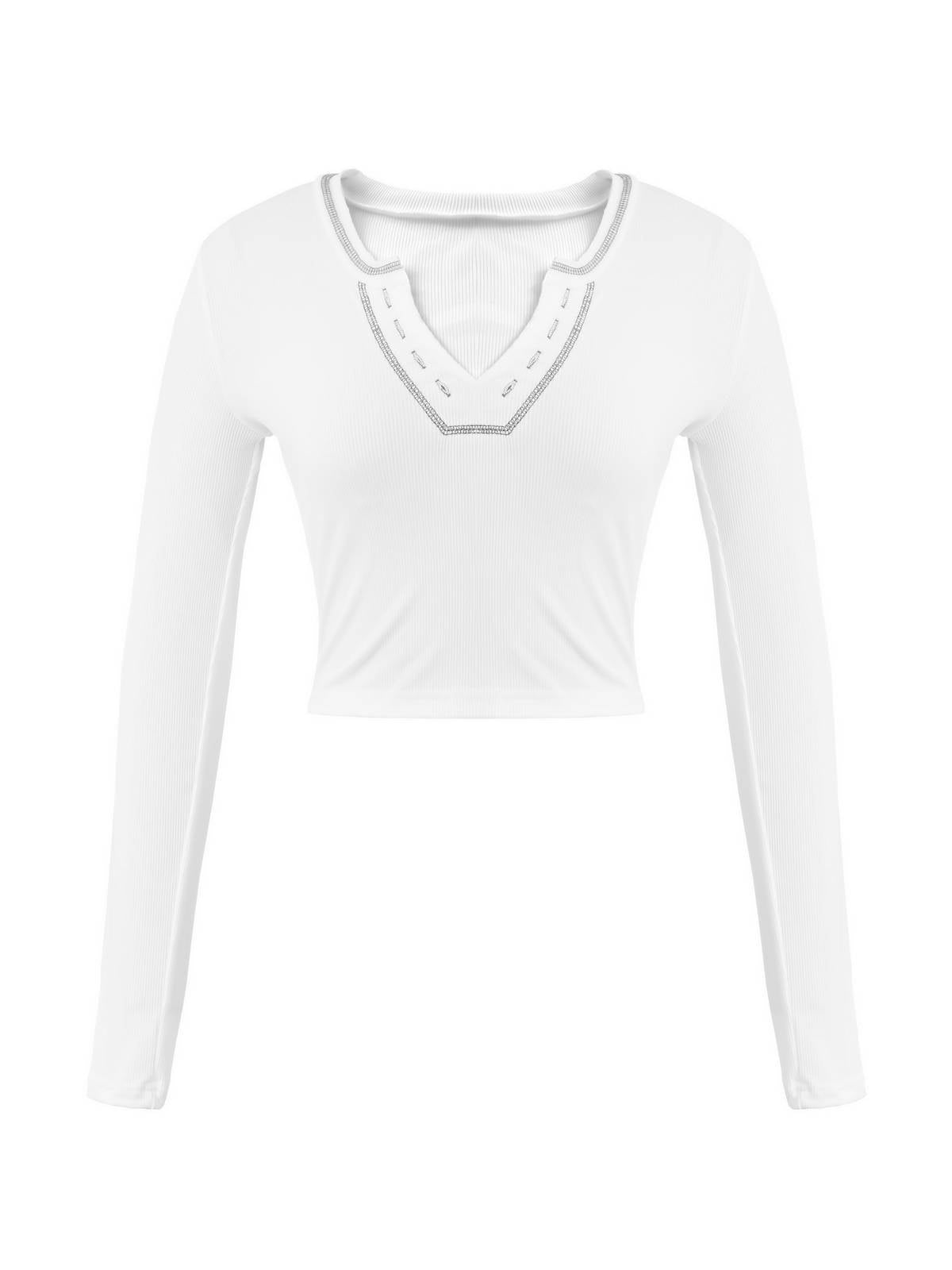 Long Sleeve Ribbed Knit Crop Top