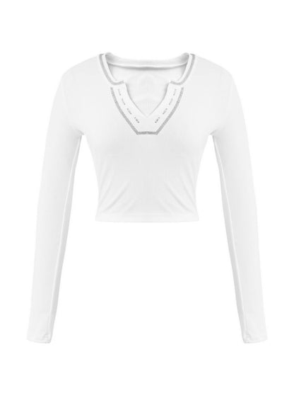 Long Sleeve Ribbed Knit Crop Top