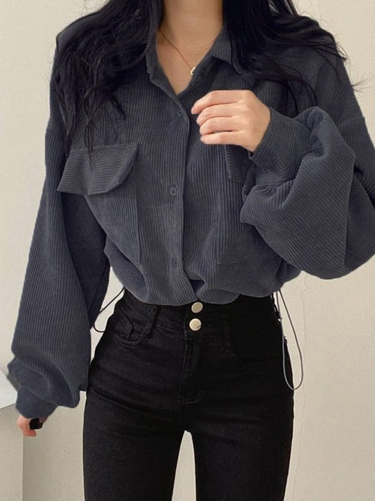 Vintage Corduroy Long Sleeve Blouse