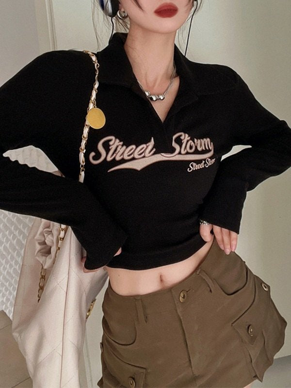 Street Storm Graphic Knit Crop Top