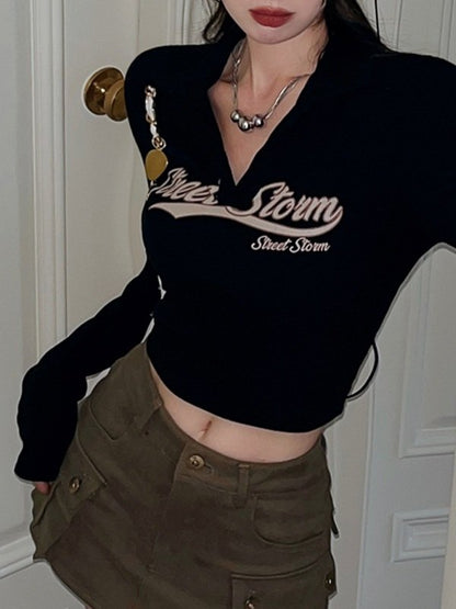 Street Storm Graphic Knit Crop Top